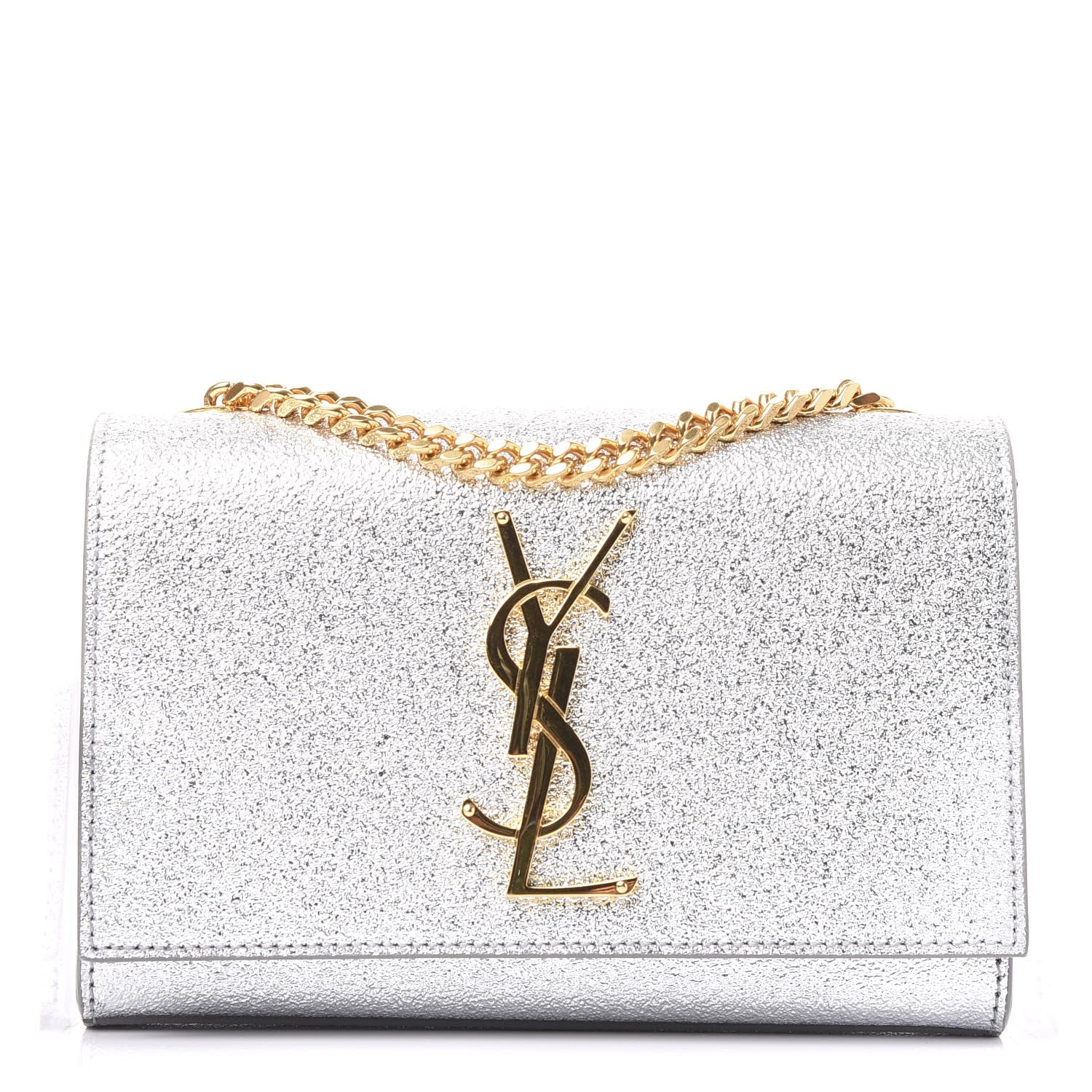 Saint Laurent Metallic Calfskin Small Classic Monogram Kate Satchel Pale Gold 1 of 8