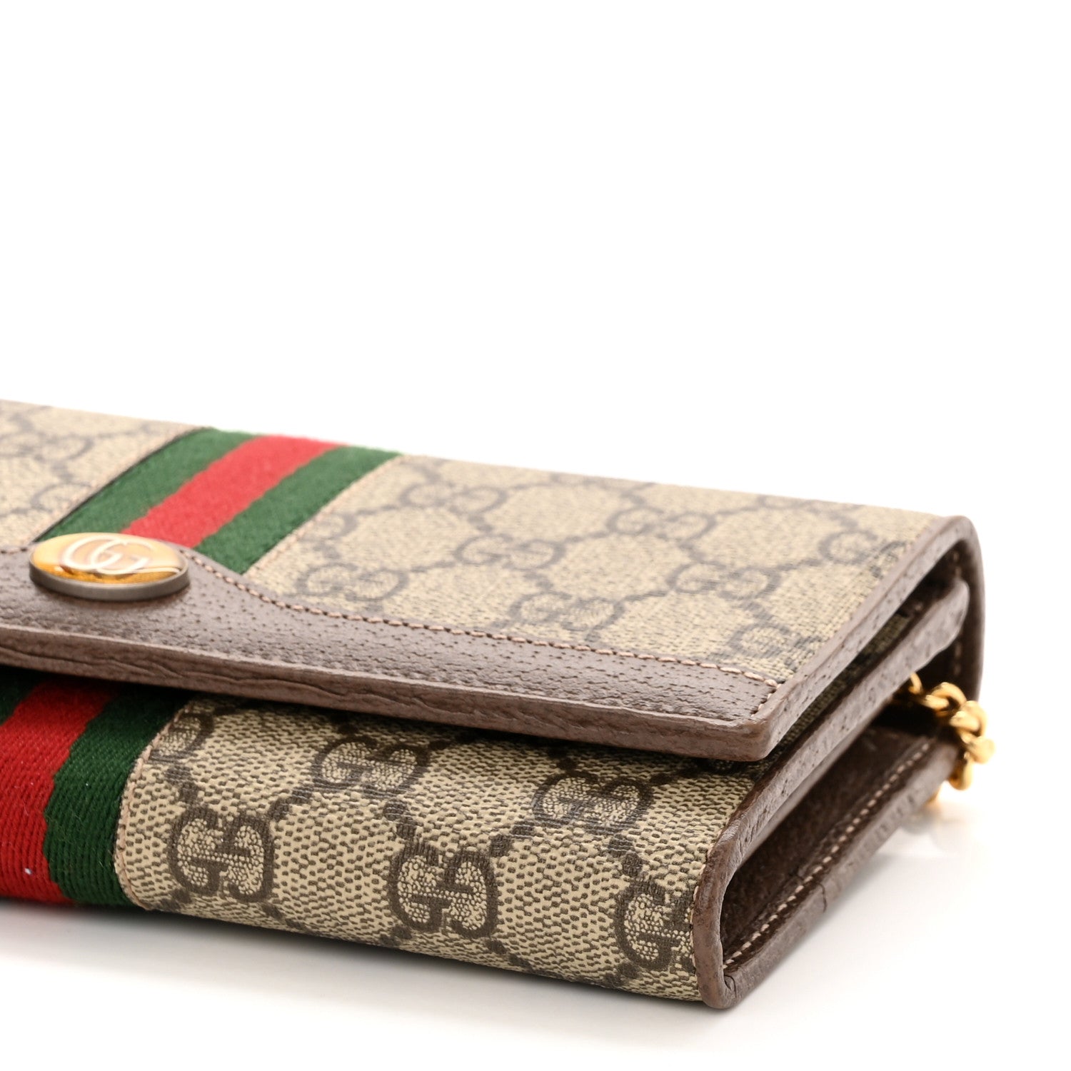 Gucci GG Supreme Monogram Web Ophidia Wallet On Chain Brown 10 of 15
