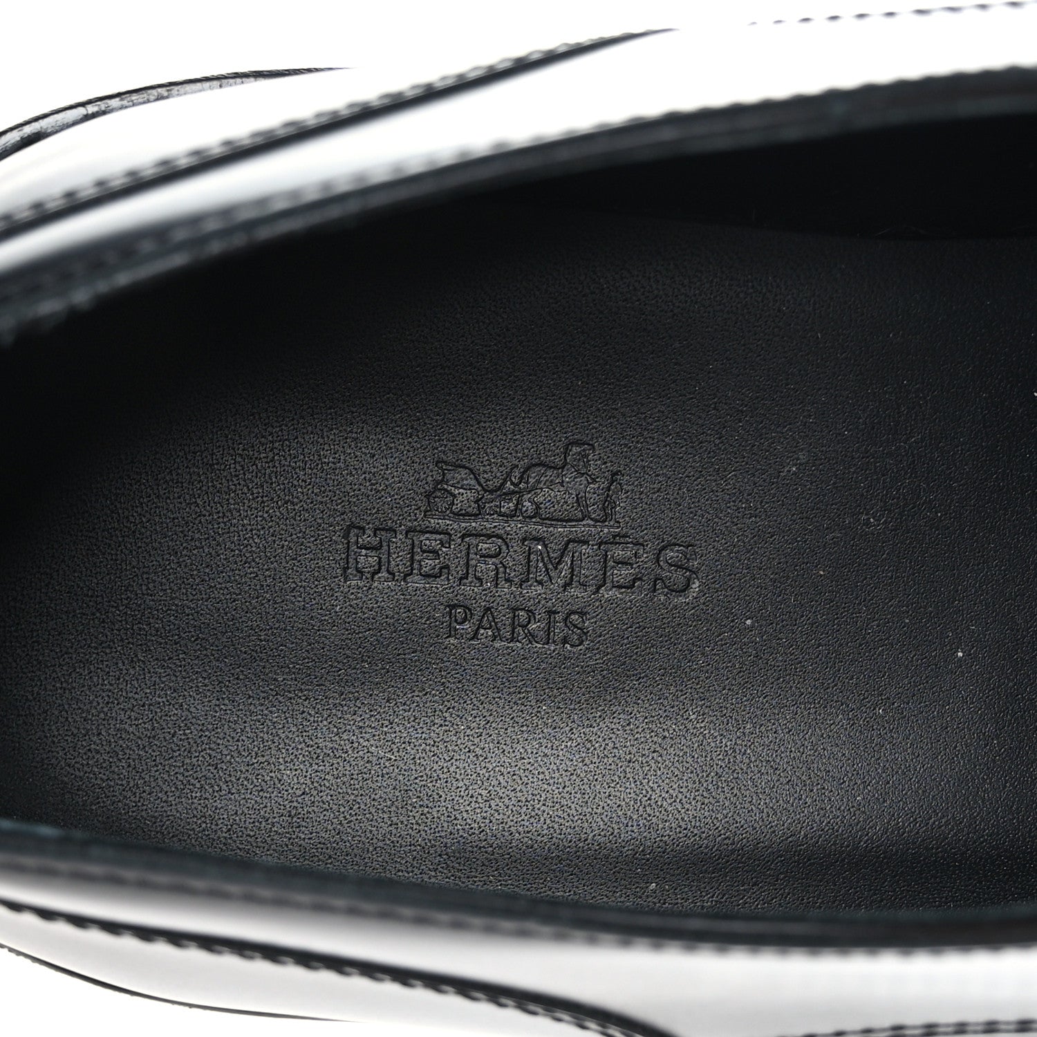 Hermes Glossed Calfskin First Oxford 39.5 Black 7 of 9