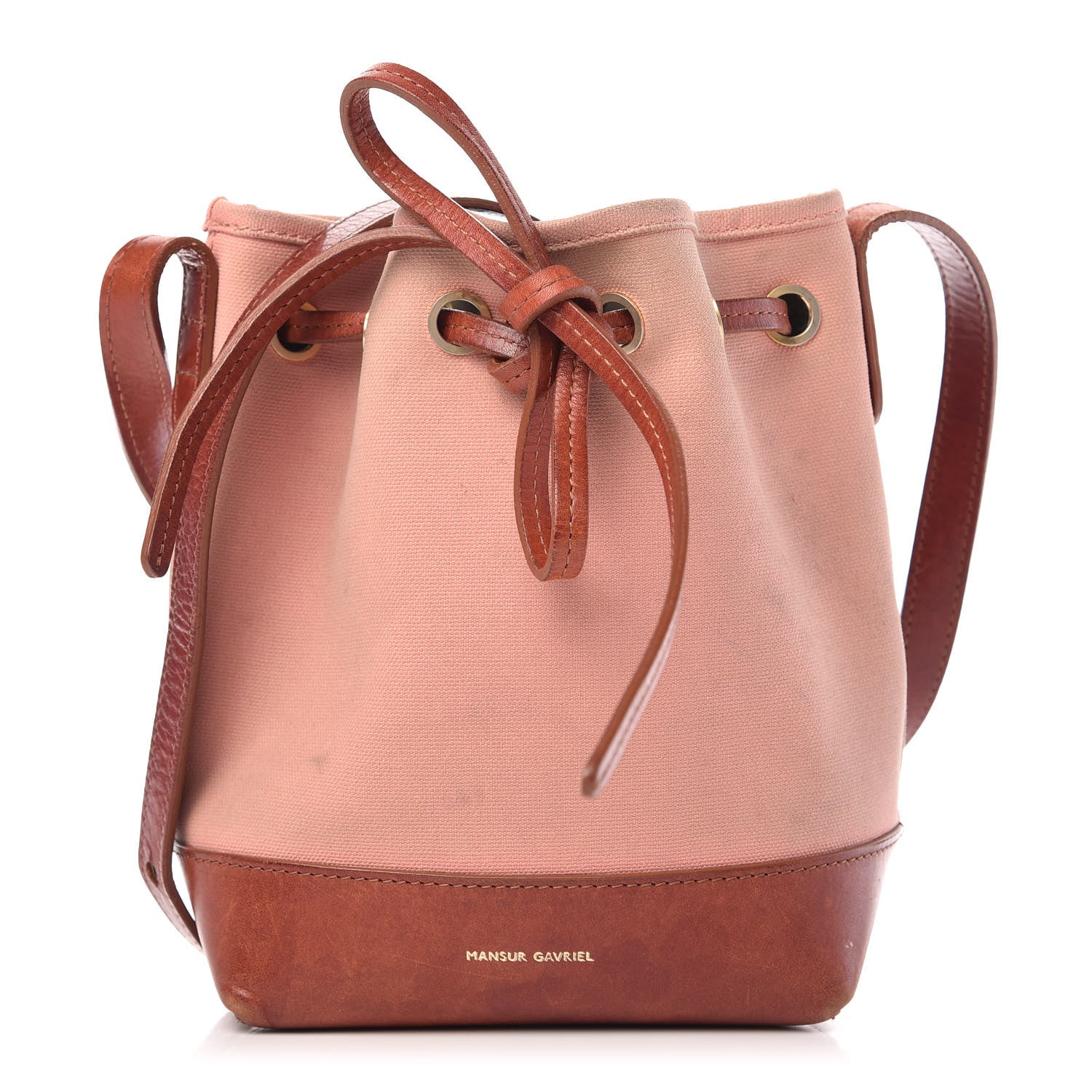 Mansur Gavriel Canvas Calfskin Bucket Bag Blush Moss 1 of 9