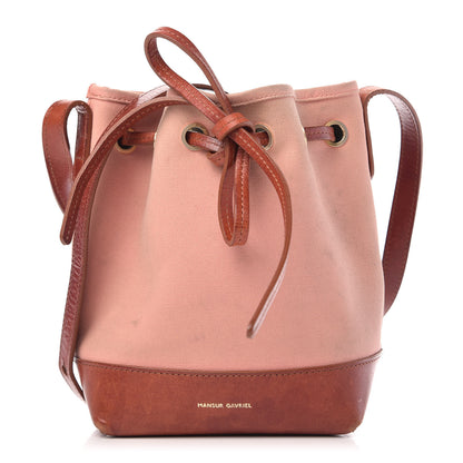 Mansur Gavriel Canvas Calfskin Bucket Bag Blush Moss 1 of 9
