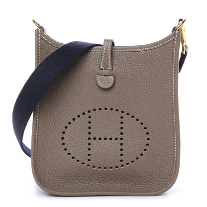 Hermes Taurillon Clemence Amazone Evelyne TPM Etoupe Bleu Indigo 1 of 10