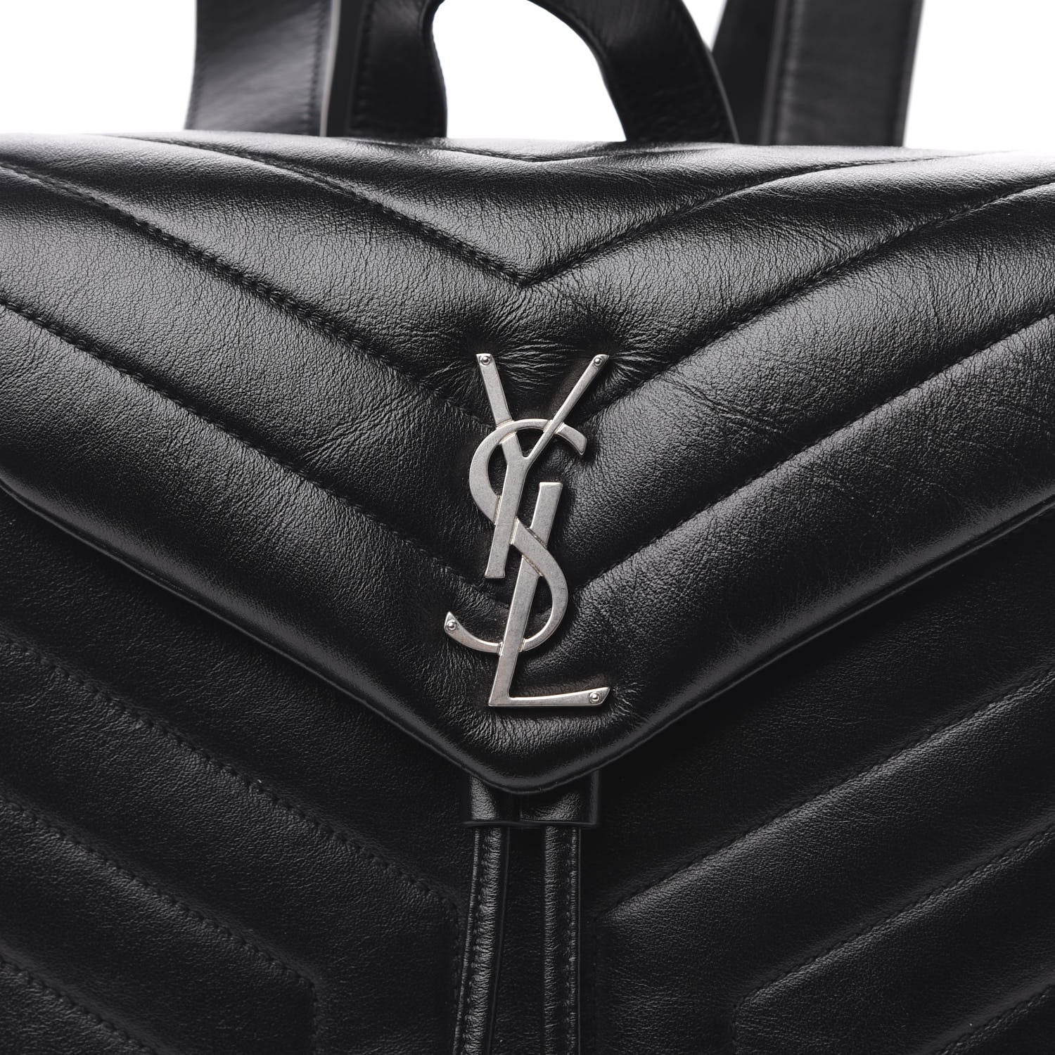 Saint Laurent Calfskin Y Quilted Monogram Small Loulou Backpack Black 9 of 10