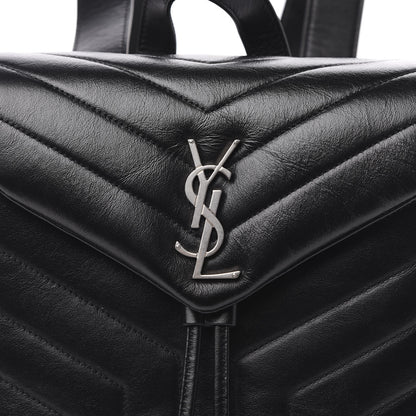 Saint Laurent Calfskin Y Quilted Monogram Small Loulou Backpack Black 9 of 10