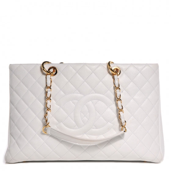 Chanel Caviar Quilted XL Grand Shopping Tote GST White 1 of 8
