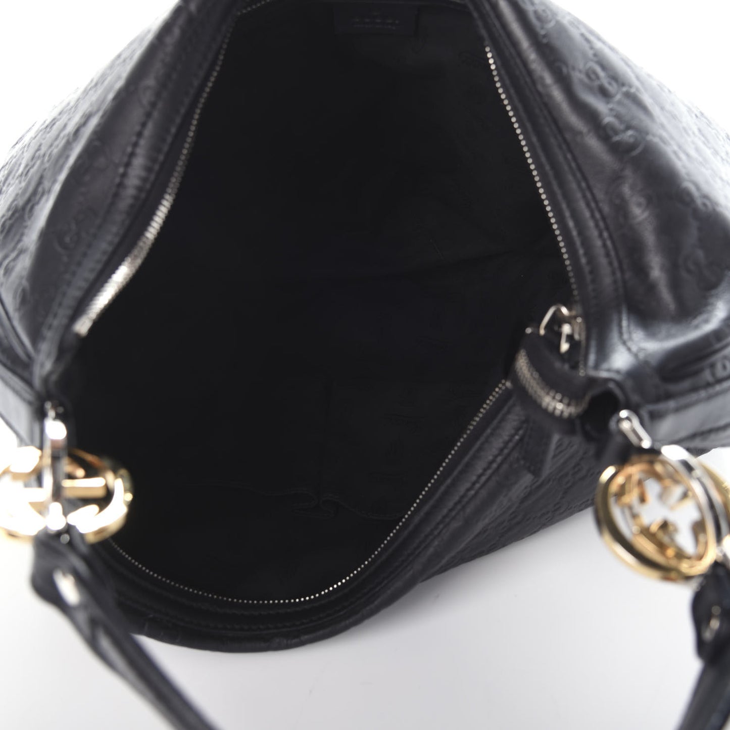 Guccissima Large GG Twins Hobo Black