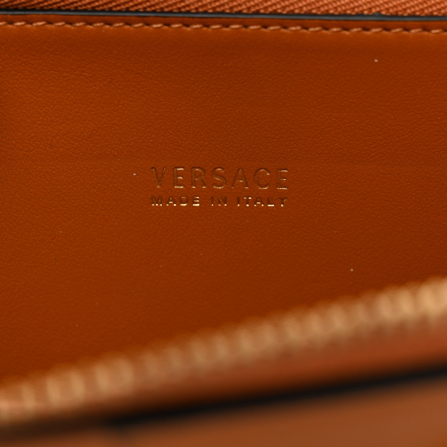 Versace Vitello Virtus Zip Around Wallet Caramel 6 of 6
