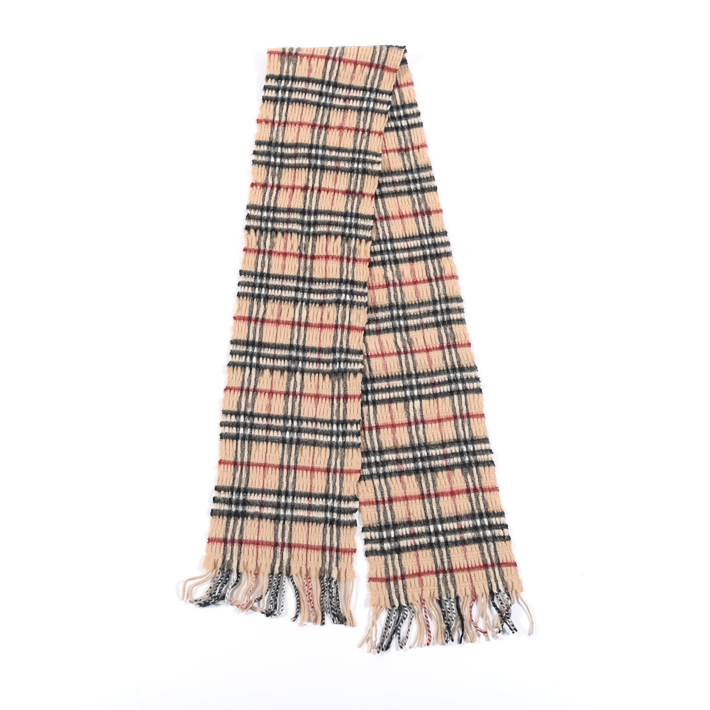 Cashmere Wool Vintage Check Scarf Camel