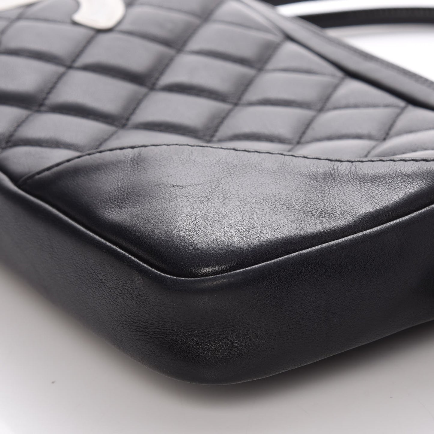 Calfskin Quilted Cambon Pochette Black White