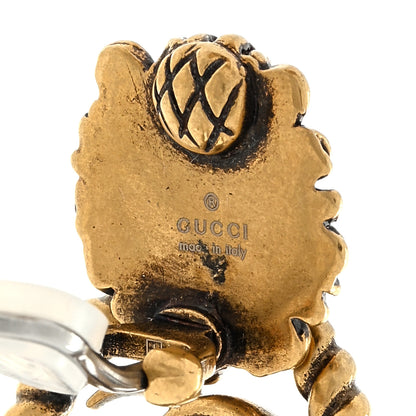 Gucci Metal Double G Lion Head Clip On Earrings Aged Gold 4 of 4