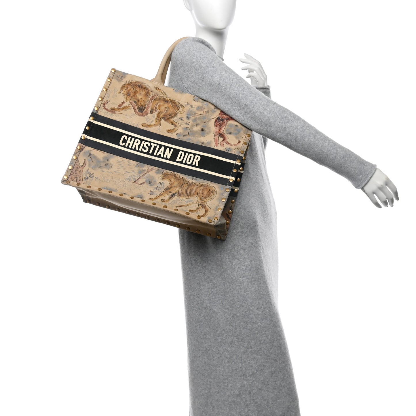 Suede Large Dioriviera Toile De Jouy Book Tote Beige Multicolor