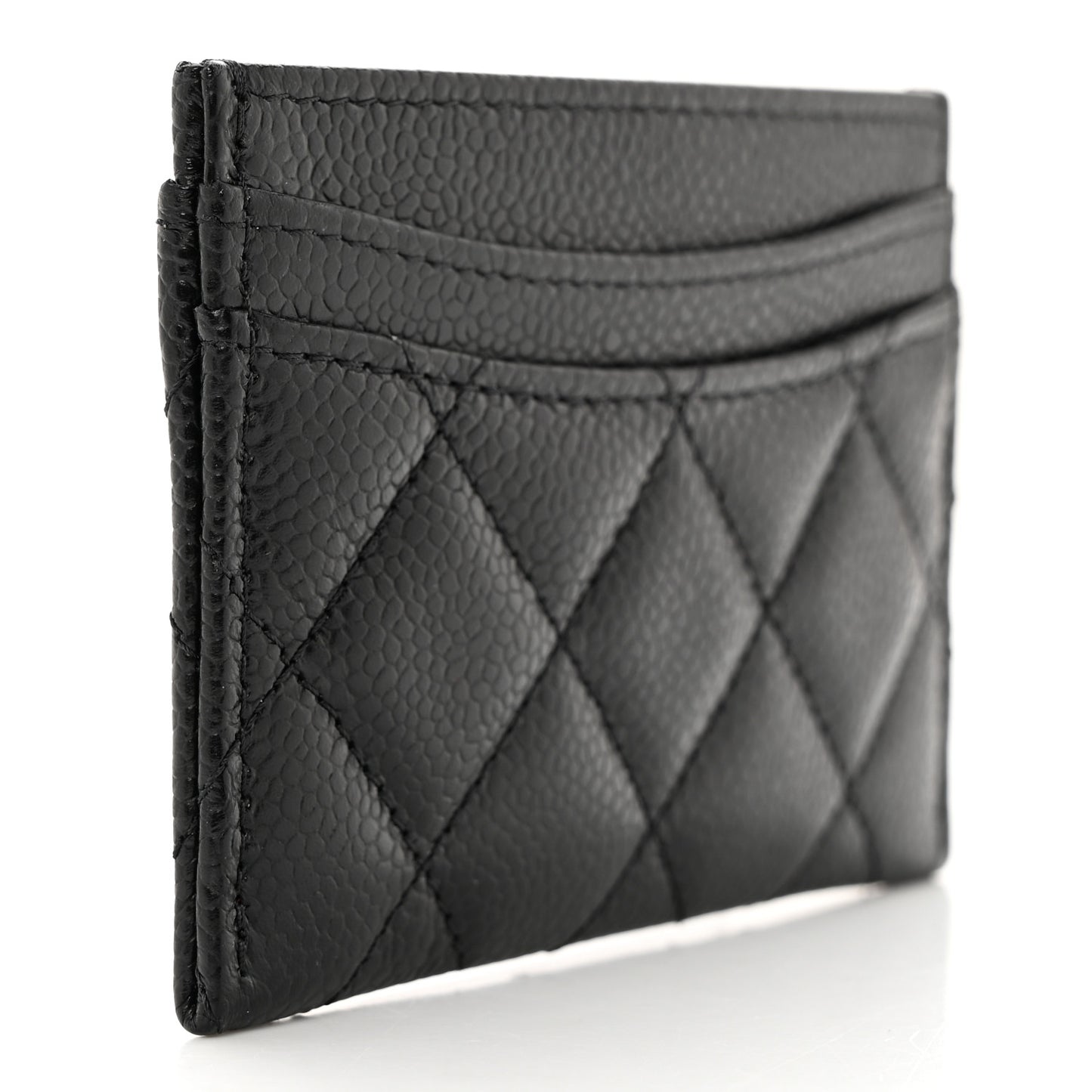 Caviar Quilted Card Holder Black