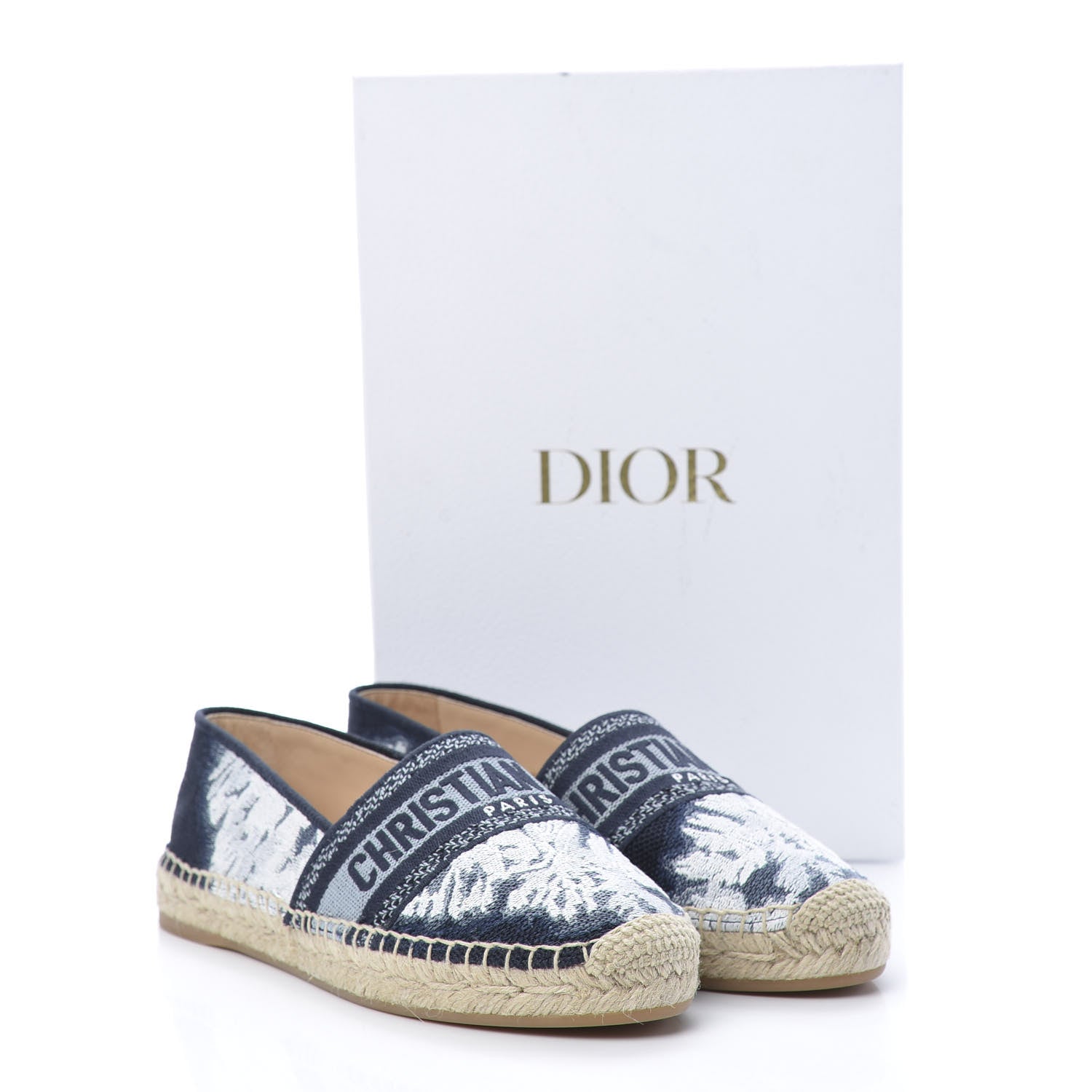 Christian Dior Canvas Tie and Dior Embroidered Granville 15mm Espadrilles 38 Denim 8 of 9