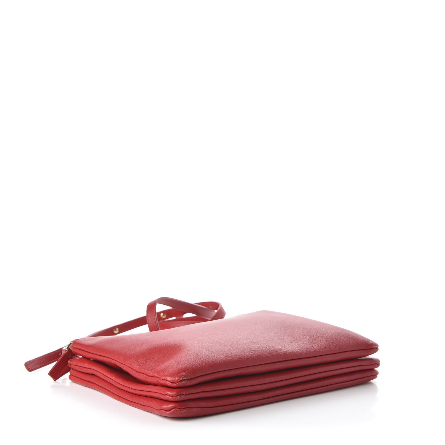 Celine Lambskin Large Trio Crossbody Bag Red 4 of 9