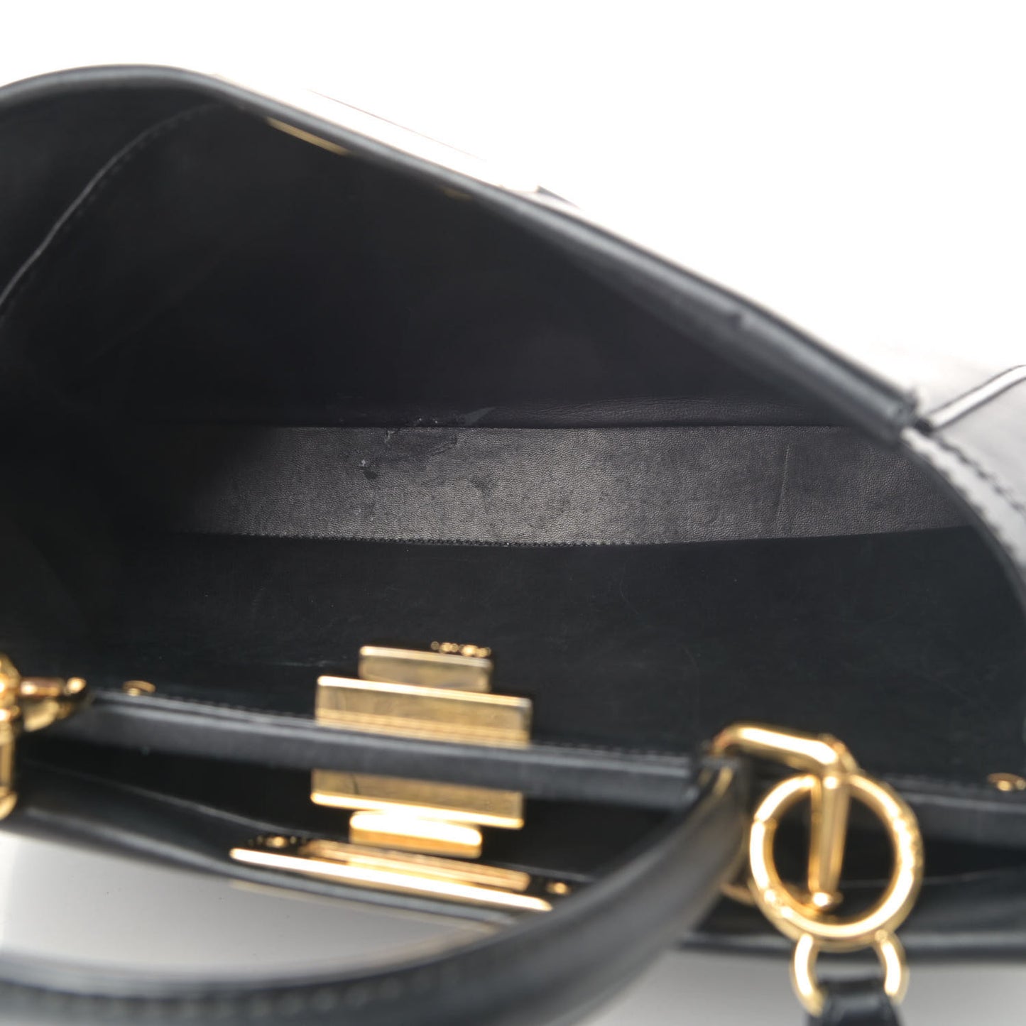 Vitello Morgan Shiny Nappa Medium Peekaboo Iconic Satchel Black