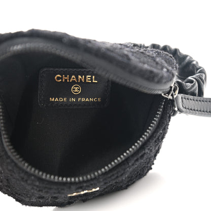 Chanel Tweed Lambskin Quilted Arm Coin Purse Black 5 of 8