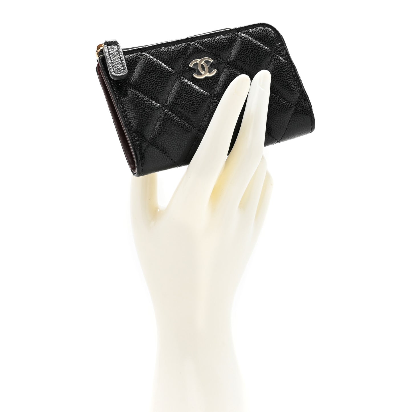 Caviar Quilted Zipped Key Holder Case Black