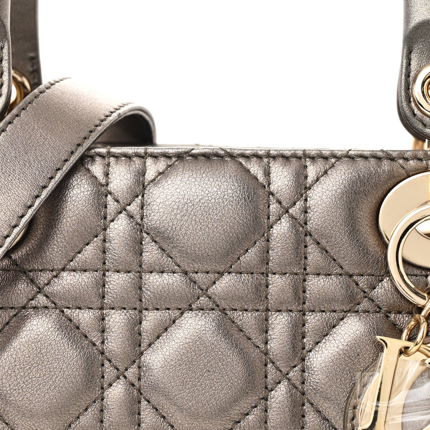Christian Dior Metallic Lambskin Cannage Medium Lady Dior Bronze 8 of 10