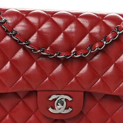 Chanel Lambskin Quilted Medium Double Flap Dark Red 8 of 11
