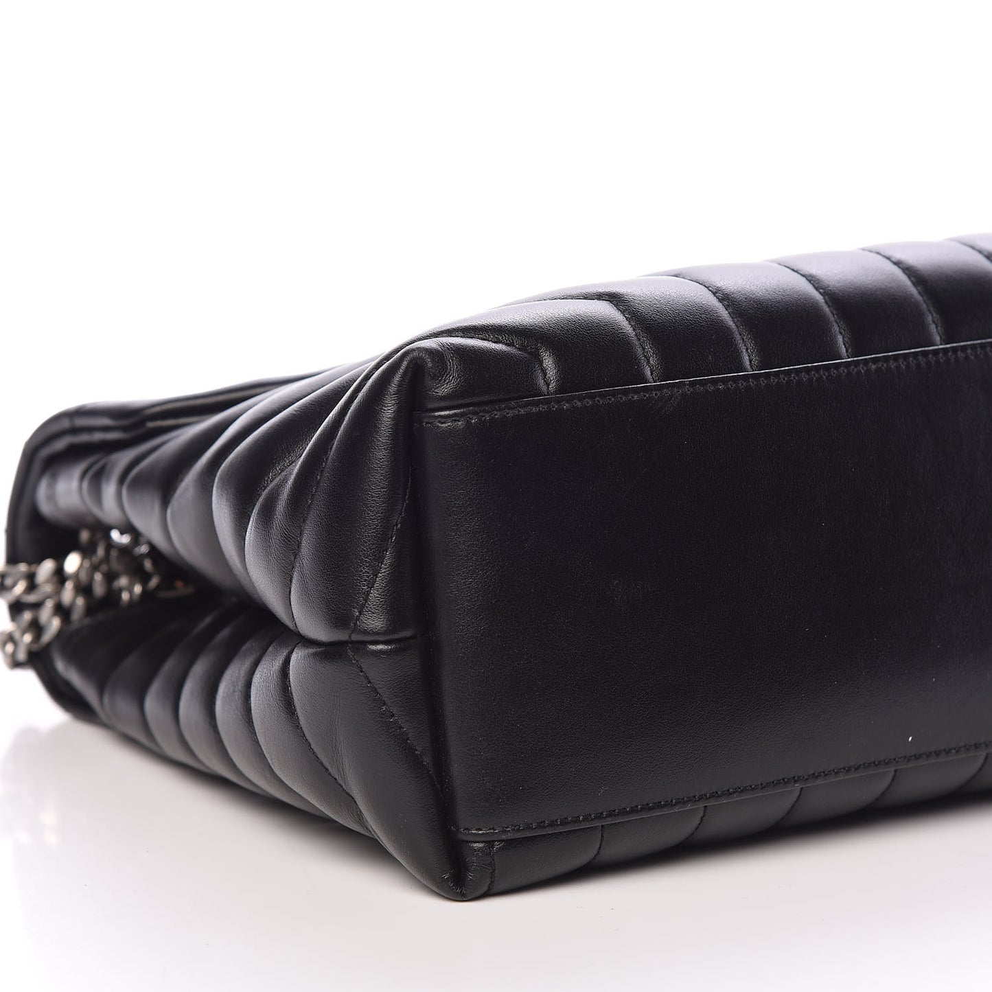 Calfskin Y Quilted Monogram Medium Loulou Chain Satchel Black
