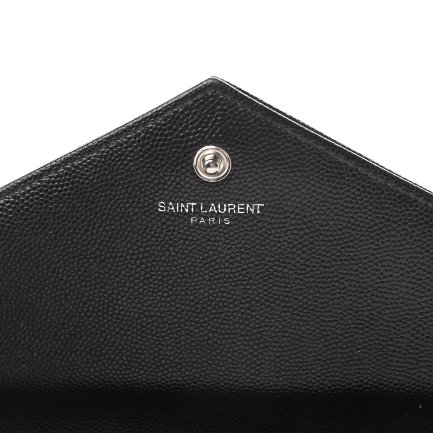 Saint Laurent Grain De Poudre Matelasse Chevron Monogram Chain Wallet Black 6 of 12