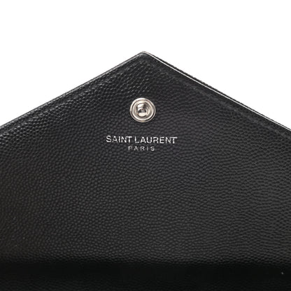 Saint Laurent Grain De Poudre Matelasse Chevron Monogram Chain Wallet Black 6 of 12