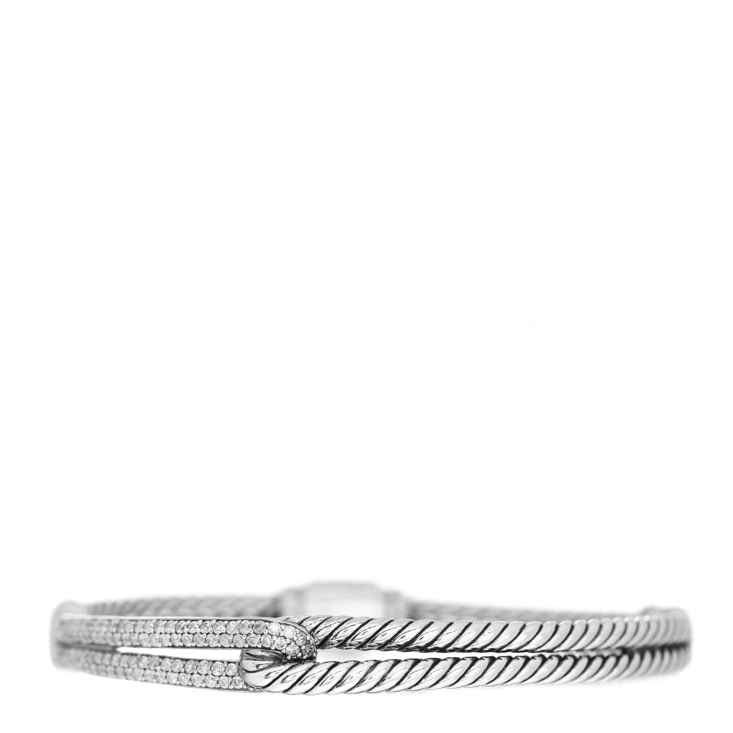 Sterling Silver Diamond 7mm Petite Pave Single Loop Labyrinth Bracelet