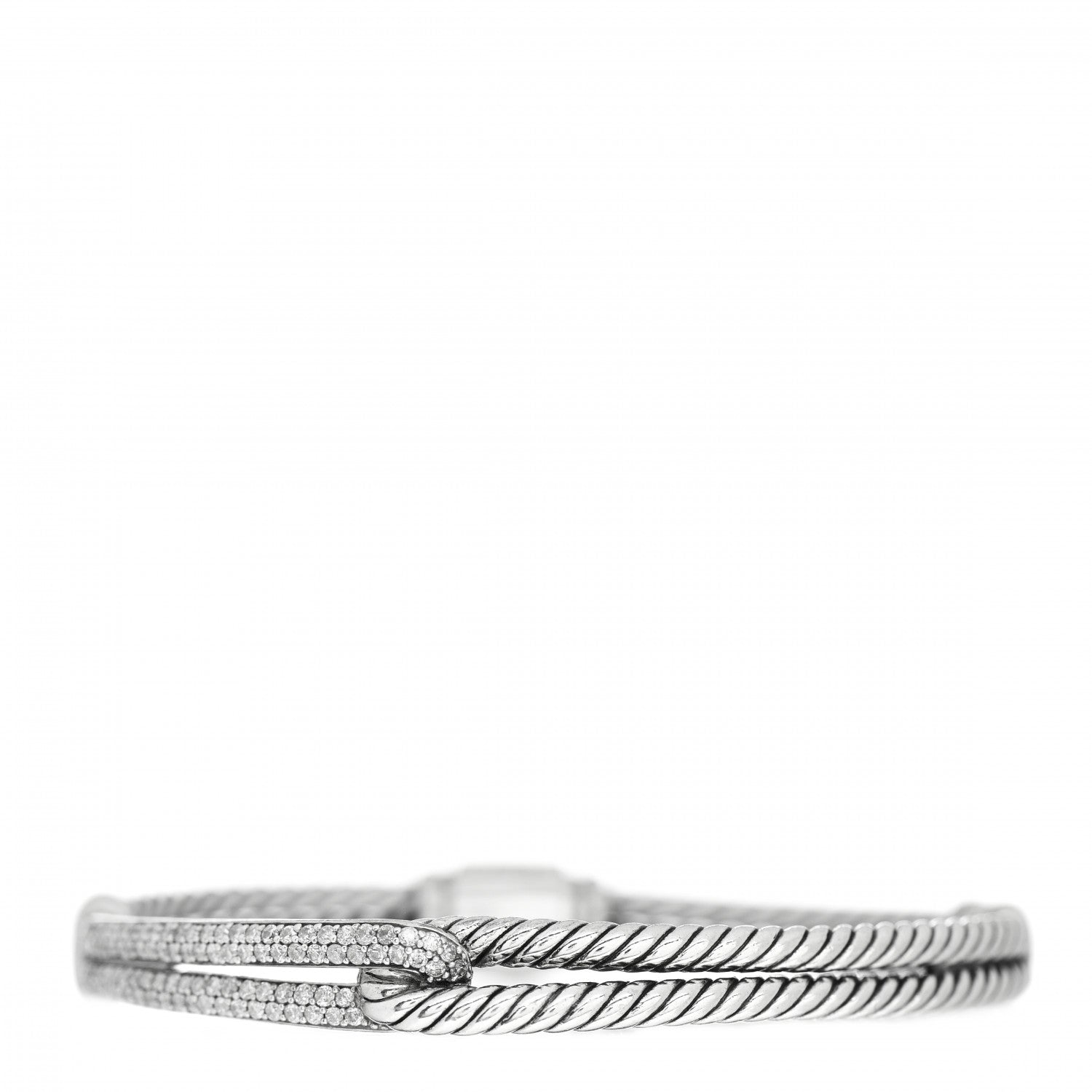 David Yurman Sterling Silver Diamond 7mm Petite Pave Single Loop Labyrinth Bracelet 1 of 4