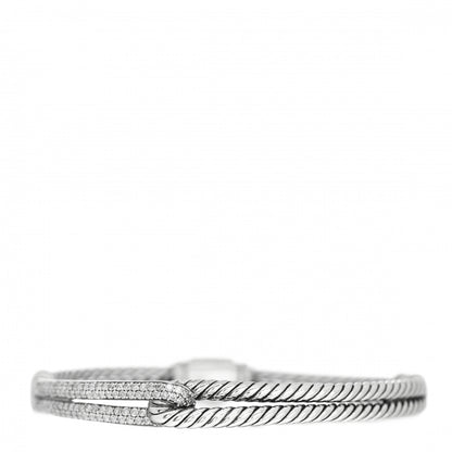 David Yurman Sterling Silver Diamond 7mm Petite Pave Single Loop Labyrinth Bracelet 1 of 4