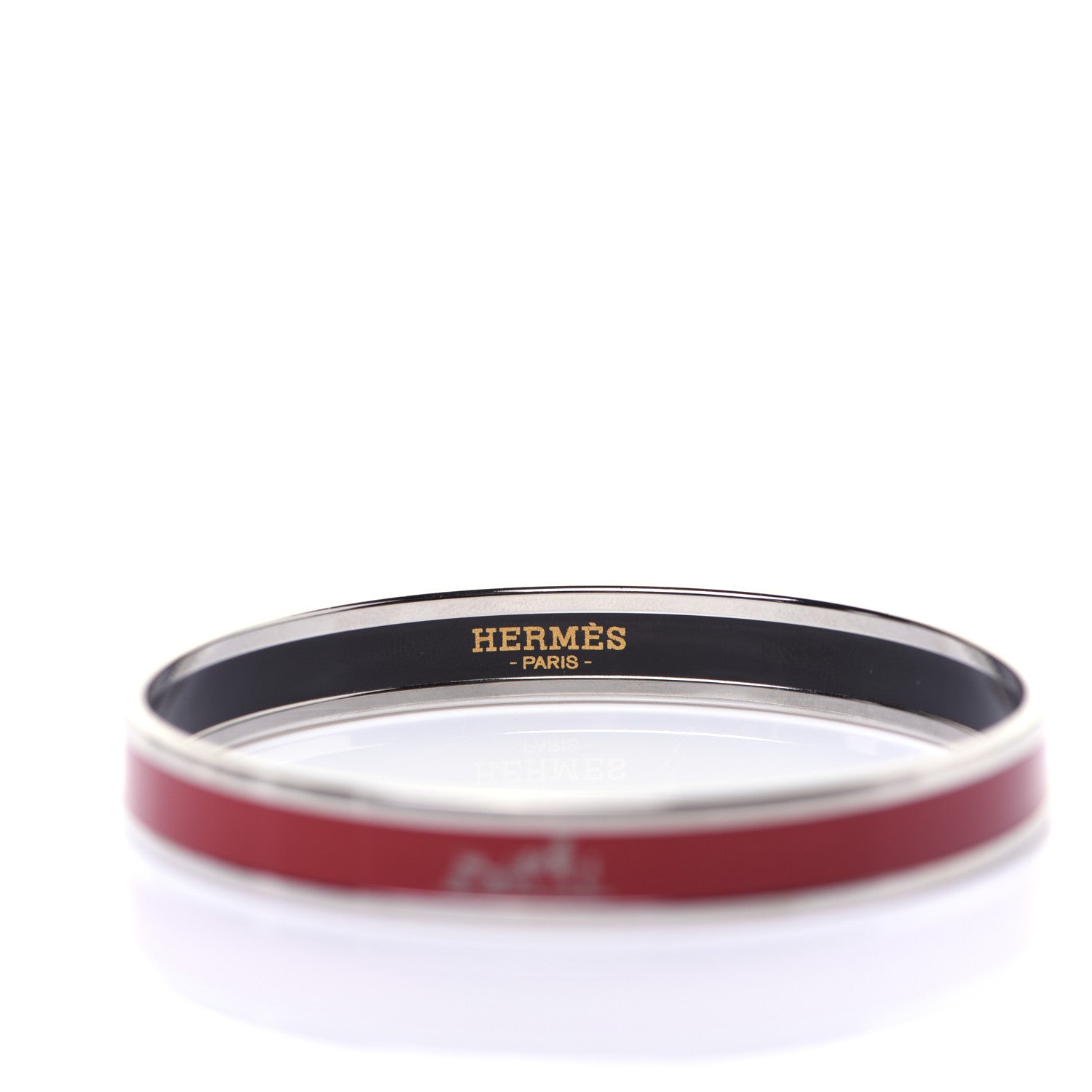 Hermes Enamel Printed Narrow Caleche Bracelet 65 Rouge H 4 of 4
