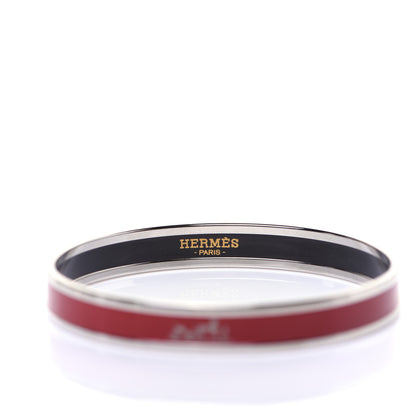 Hermes Enamel Printed Narrow Caleche Bracelet 65 Rouge H 4 of 4
