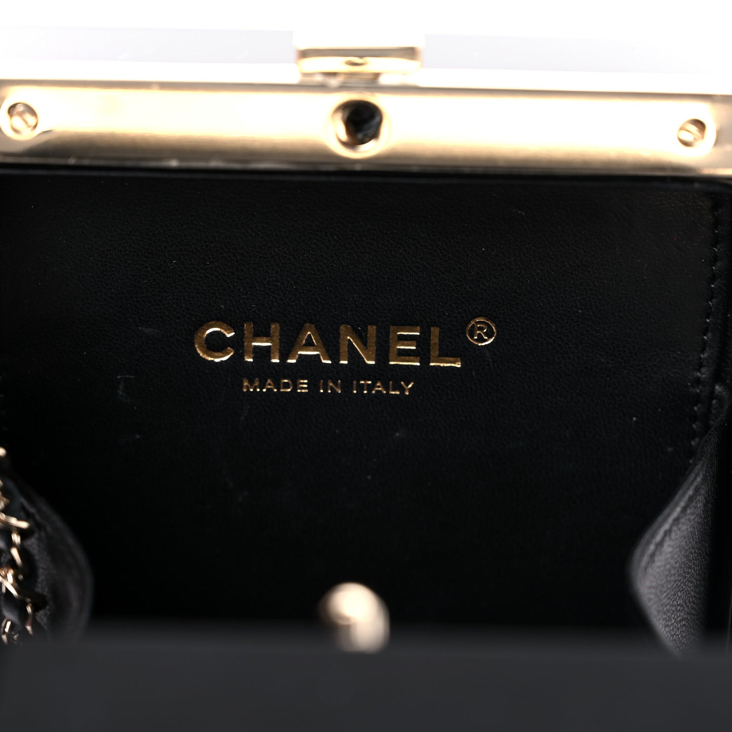 Plexiglass Strass Mosaic No 5 Minaudière Clutch Black