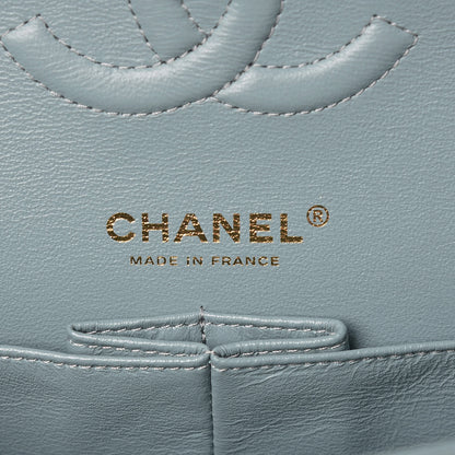 Chanel Iridescent Caviar Quilted Medium Double Flap Light Blue 8 of 13