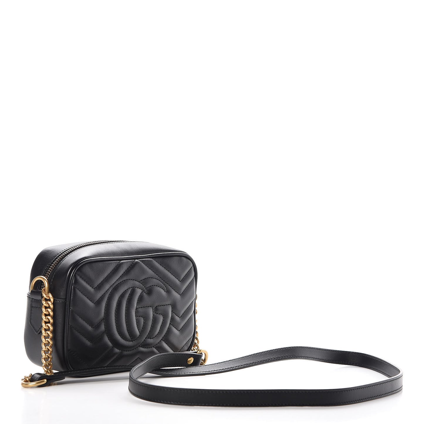 Calfskin Matelasse Mini GG Marmont Chain Shoulder Bag Black