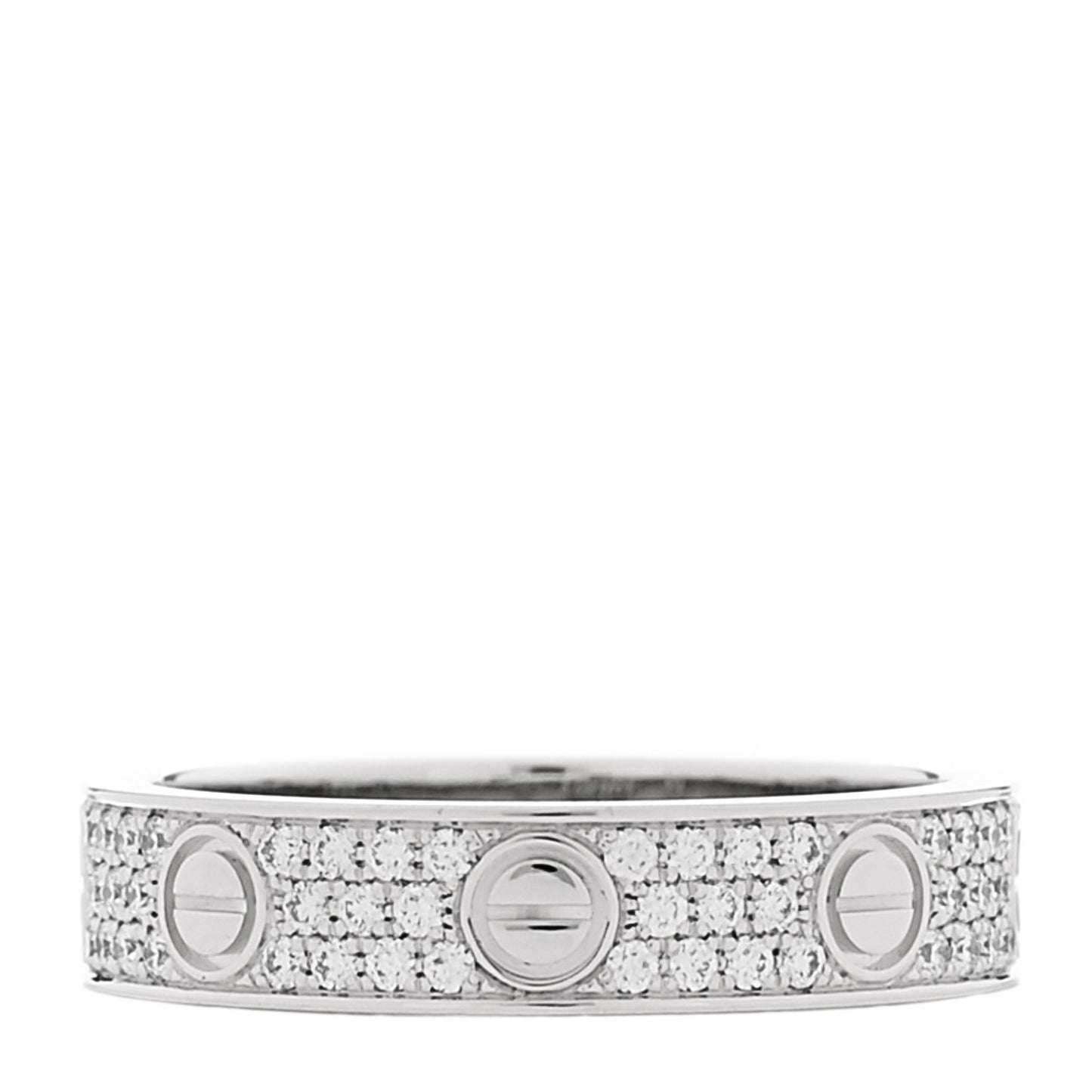 18K White Gold Diamond 4mm LOVE Wedding Paved Band Ring 48 4.5