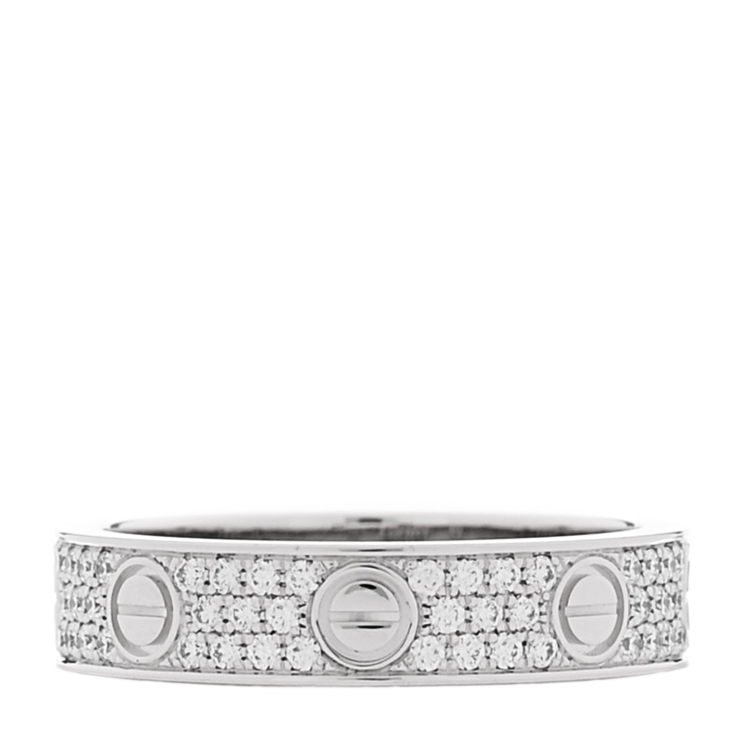 Cartier 18K White Gold Diamond 4mm LOVE Wedding Paved Band Ring 48 4.5 3 of 4