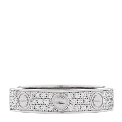 Cartier 18K White Gold Diamond 4mm LOVE Wedding Paved Band Ring 48 4.5 3 of 4