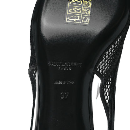 Saint Laurent Mesh Oxalis Slingback Pumps 37 Black 6 of 8