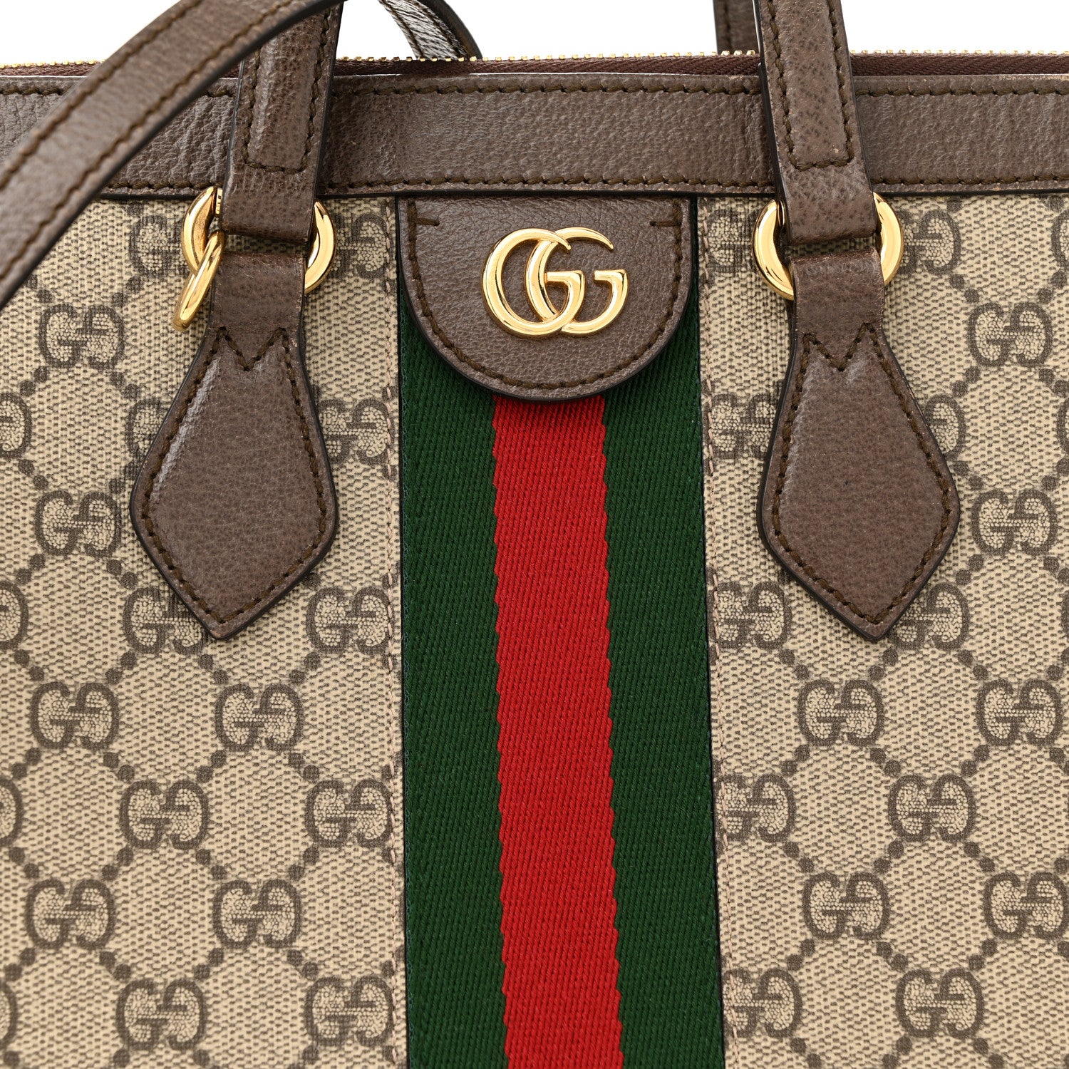 Gucci GG Supreme Monogram Web Medium Ophidia Tote Bag Brown 8 of 15