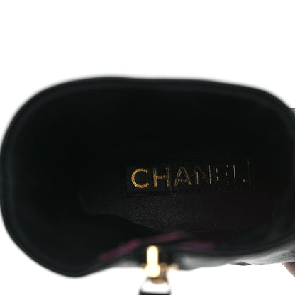 Chanel Stretch Lambskin Patent Calfskin Cap Toe CC Short Boots 41 Black 8 of 8