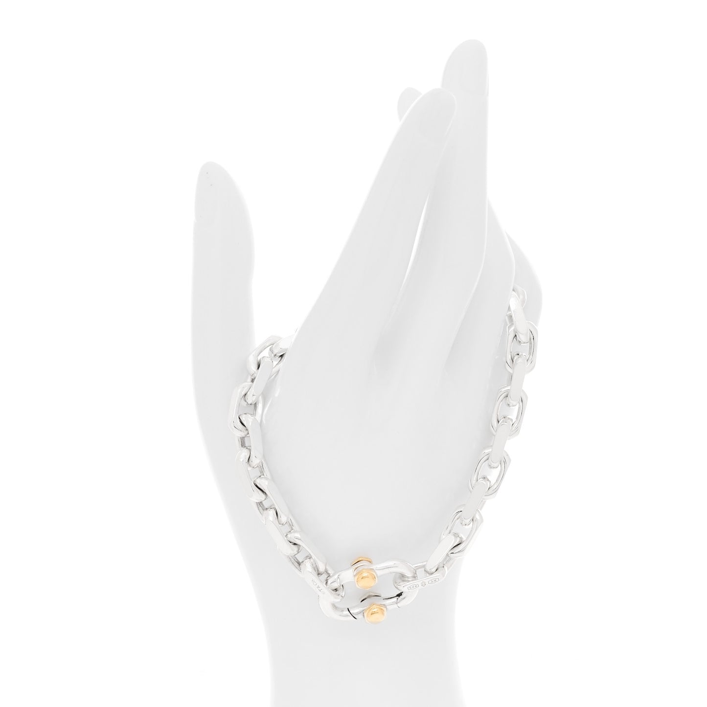 Sterling Silver 18K Yellow Gold Wide Makers Chain Link Bracelet