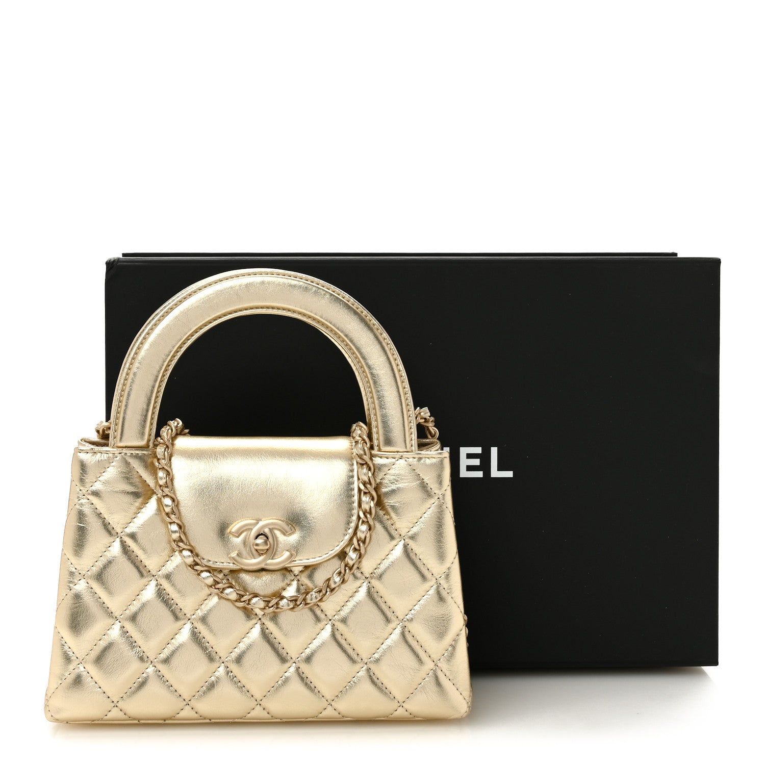 Chanel Metallic Shiny Aged Calfskin Quilted Nano Kelly Shopper Gold 11 of 11