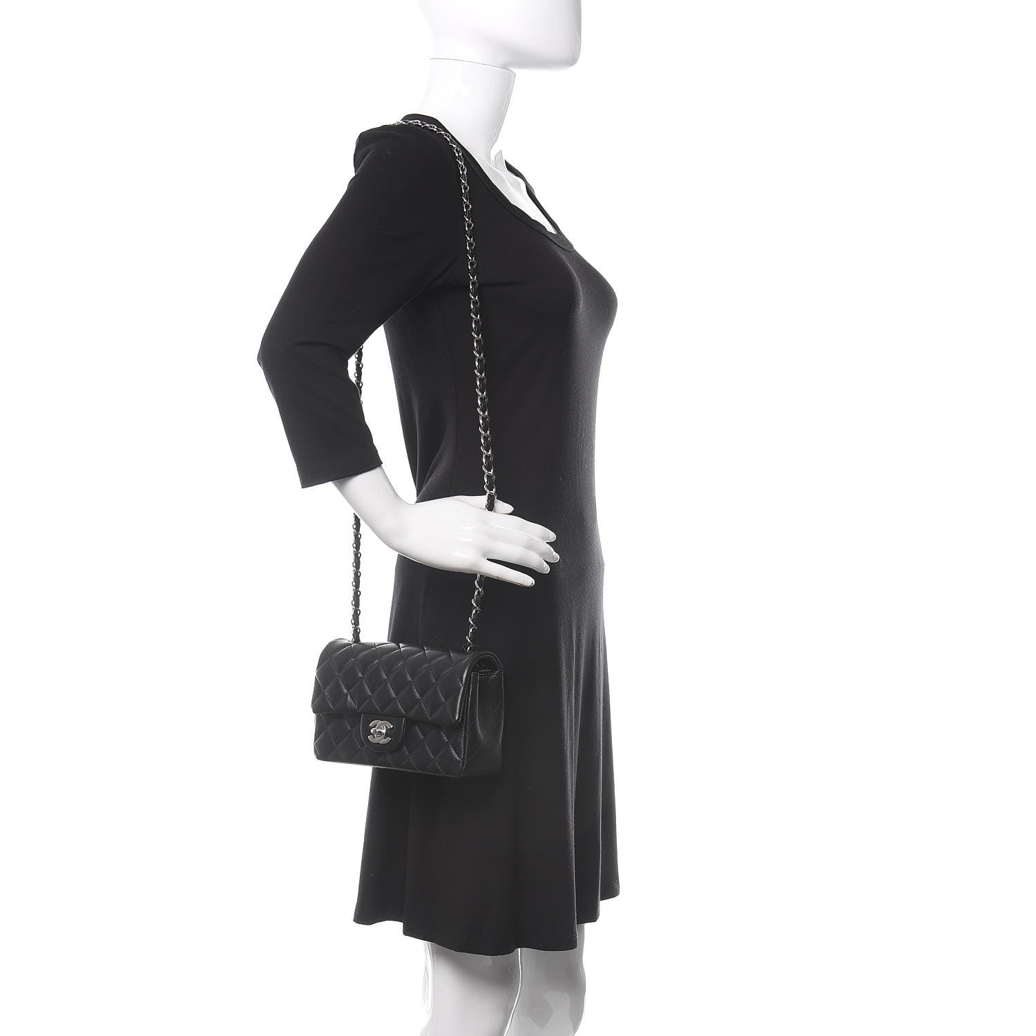 Chanel Lambskin Quilted Mini Rectangular Flap Black 2 of 10