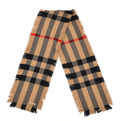 Burberry Wool Half Mega Check Fringe Scarf Camel 3 of 6