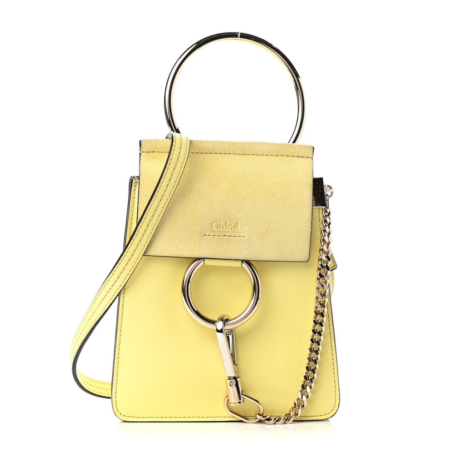 Suede Calfskin Mini Faye Bracelet Bag Lemonade