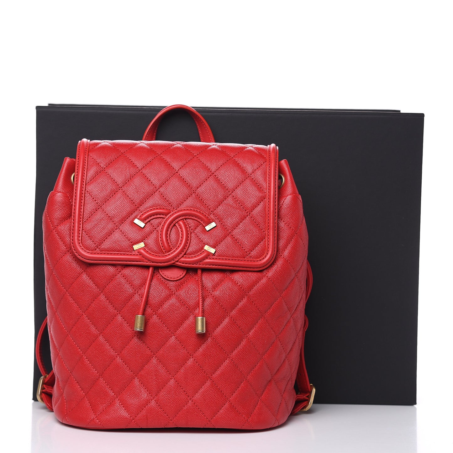 Caviar Quilted Filigree Backpack Red