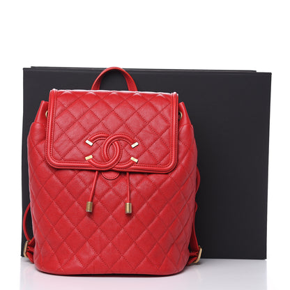 Chanel Caviar Quilted Filigree Backpack Red 11 of 11