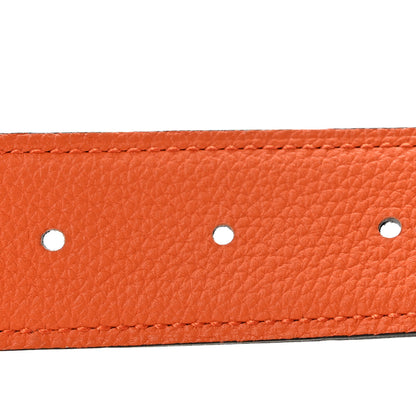 Hermes Box Togo 32mm Striee H Belt 110 44 Black Orange 4 of 10