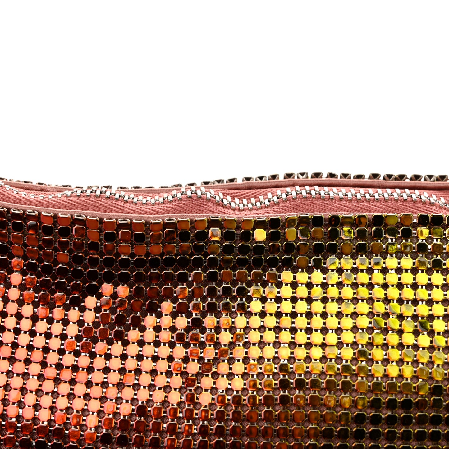 Metal Mesh Callie Tassel Shoulder Bag Berry Red Amber Rose