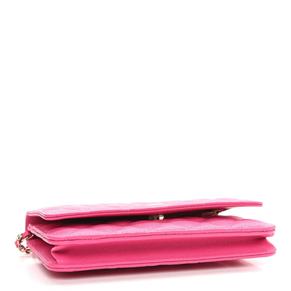Chanel Caviar Quilted Wallet on Chain WOC Dark Pink 3 of 11
